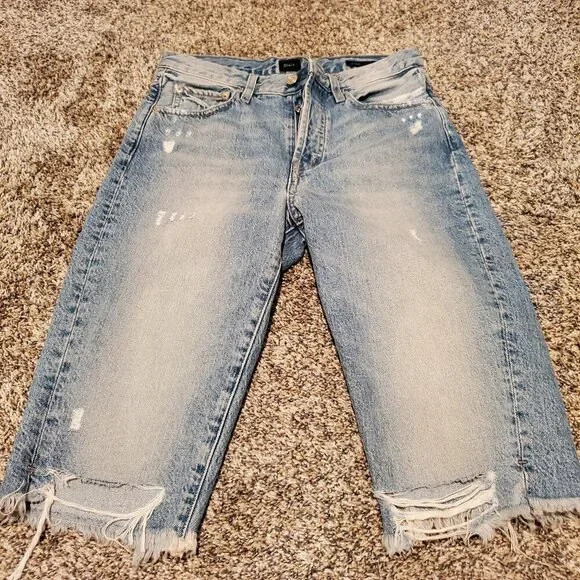 Edwin Cai Cutoff Jean Shorts Light Blue Distressed 25 - Picture 1 of 4